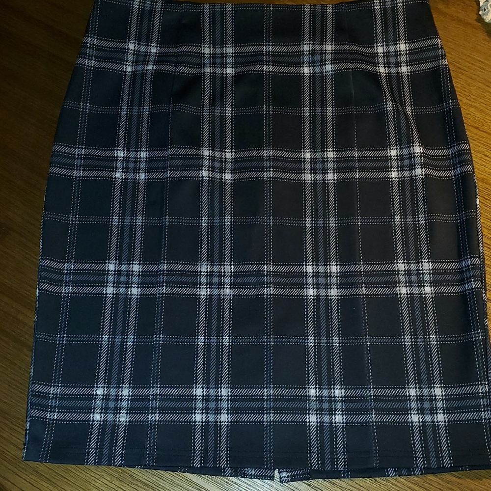 Kate Kasin Plaid Black and White Women's Skirt XL
